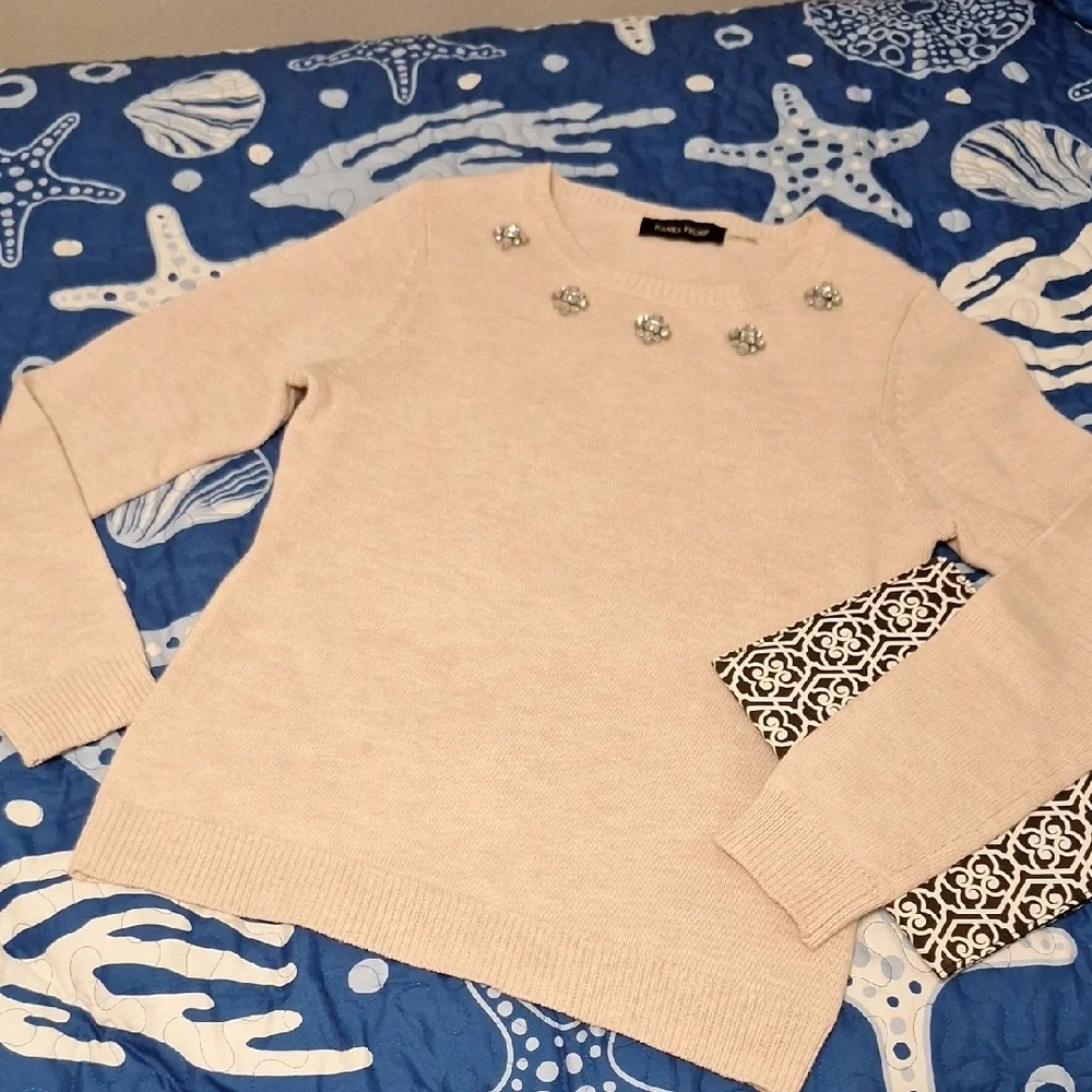 Ivanka Trump Light Rose Sweater with Embellishments